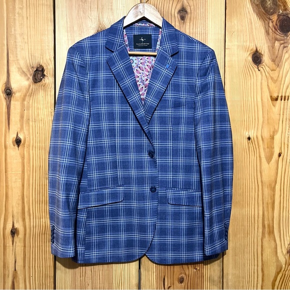 Tailorbyrd CollectionBlue Windowpane Sport Coat Mens Size 38R